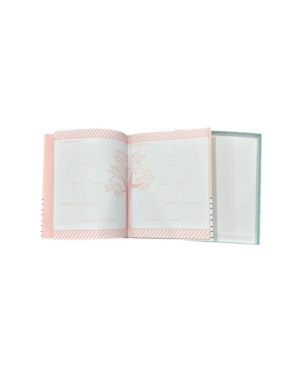Pearhead Baby Memory Book With Photo Insert & Family Tree Pages Pink & White Str
